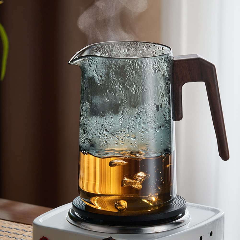 Théière en Verre 1 Pièce avec Manche en Bois Théière Parfumée Transparente 750 ML
