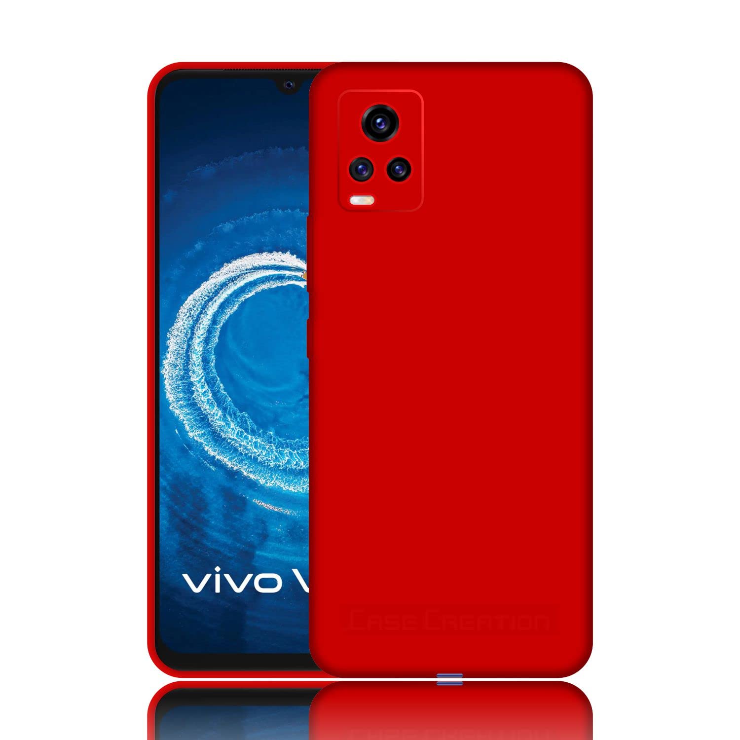 Case Creation Brand Products - Shockproof Protective Soft Back Case Cover for Vivo Y73 4G (Color :- Red) [Velvet Inside Helps Back Panel Protection]