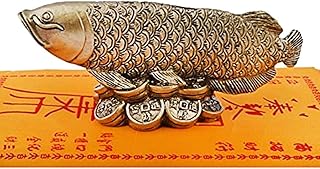 Fengshui Wealth Arowana Fish Lucky Fish Statue Figurine Decoration+ Wealth Amulet and Free Red String Bracelet D1014