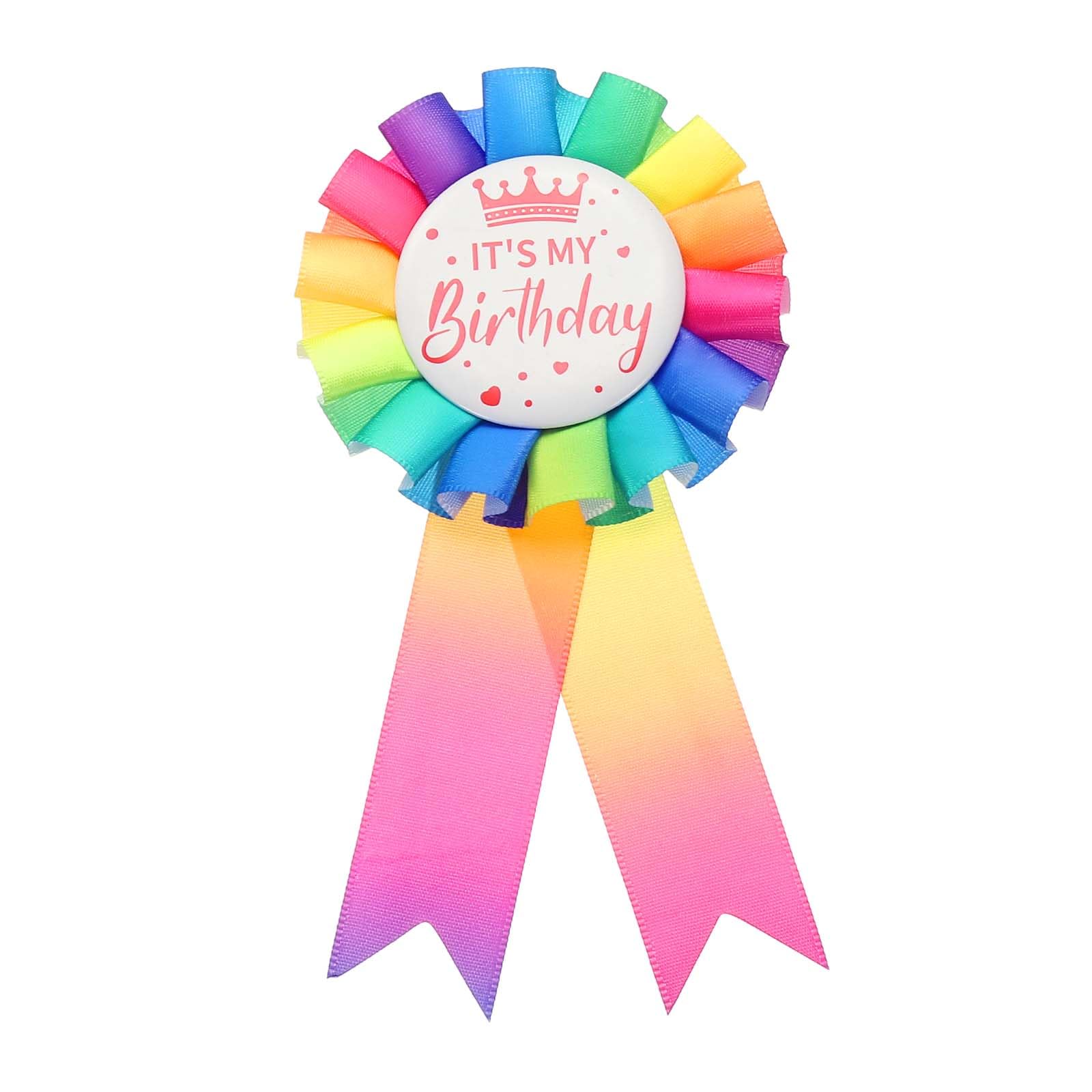 PATIKIL Birthday Ribbon Pin, 5.9 x 2.8 Award Ribbon Fabric It's My Birthday Pin for Party Adults Women Party Decorations Celebration Accessory Gift, Dark Rainbow