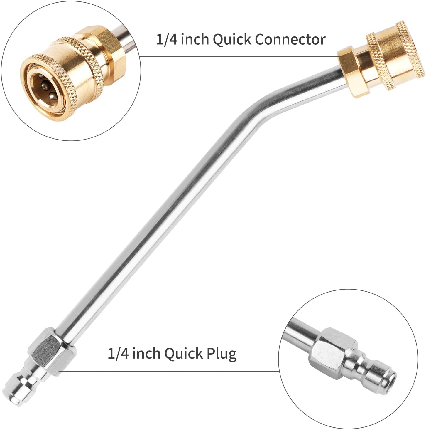Pressure Washer Gutter Cleaner Attachment, 30 Degree Washer Gutter Rod, 7 Inch Curved Extension Wand, 1/4 Inch Quick Connect, 5000 PSI