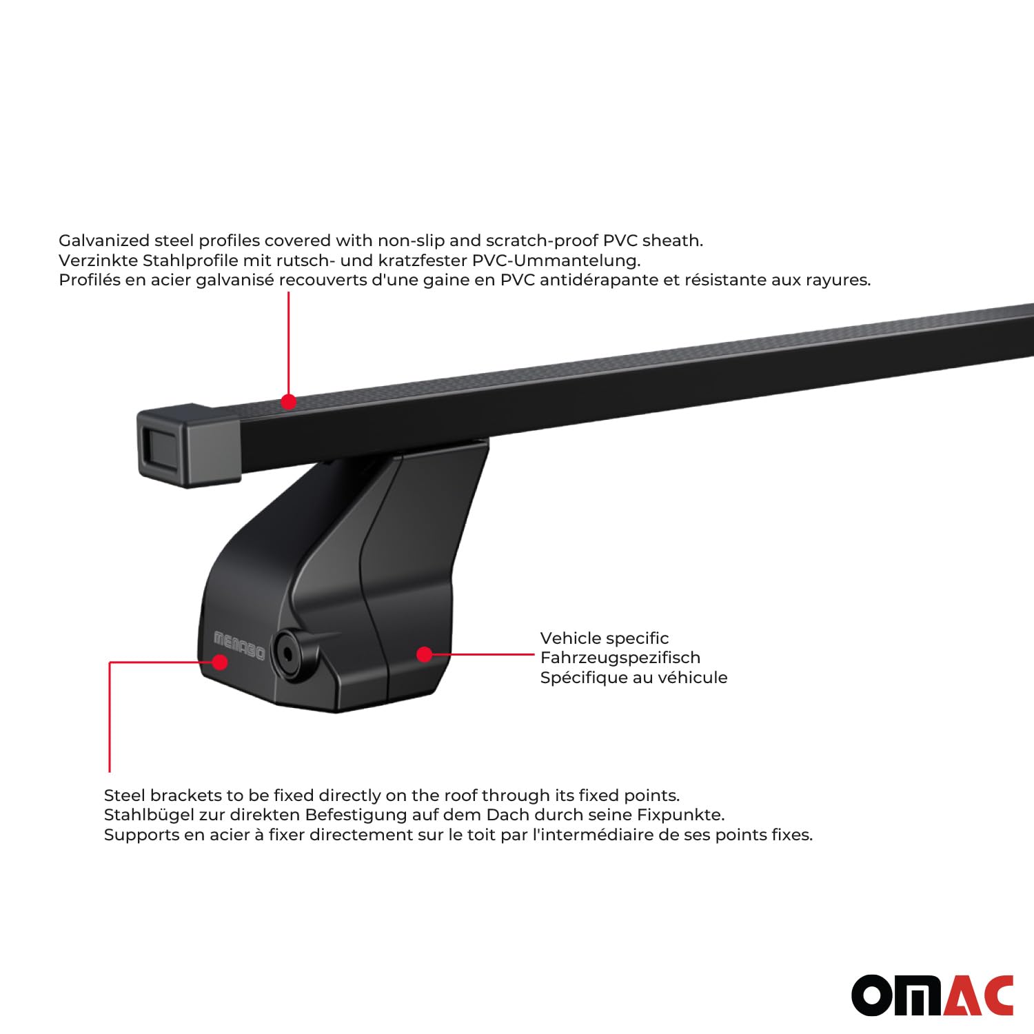 OMAC Barres de Toit transversales en Acier pour Peugeot 5008 I 2009-2016 – Antivol Inclus – Testées City Crash – DIN 75302:2019 – ISO/Pas 11154:2006 – Charge Max 75 kg Noir