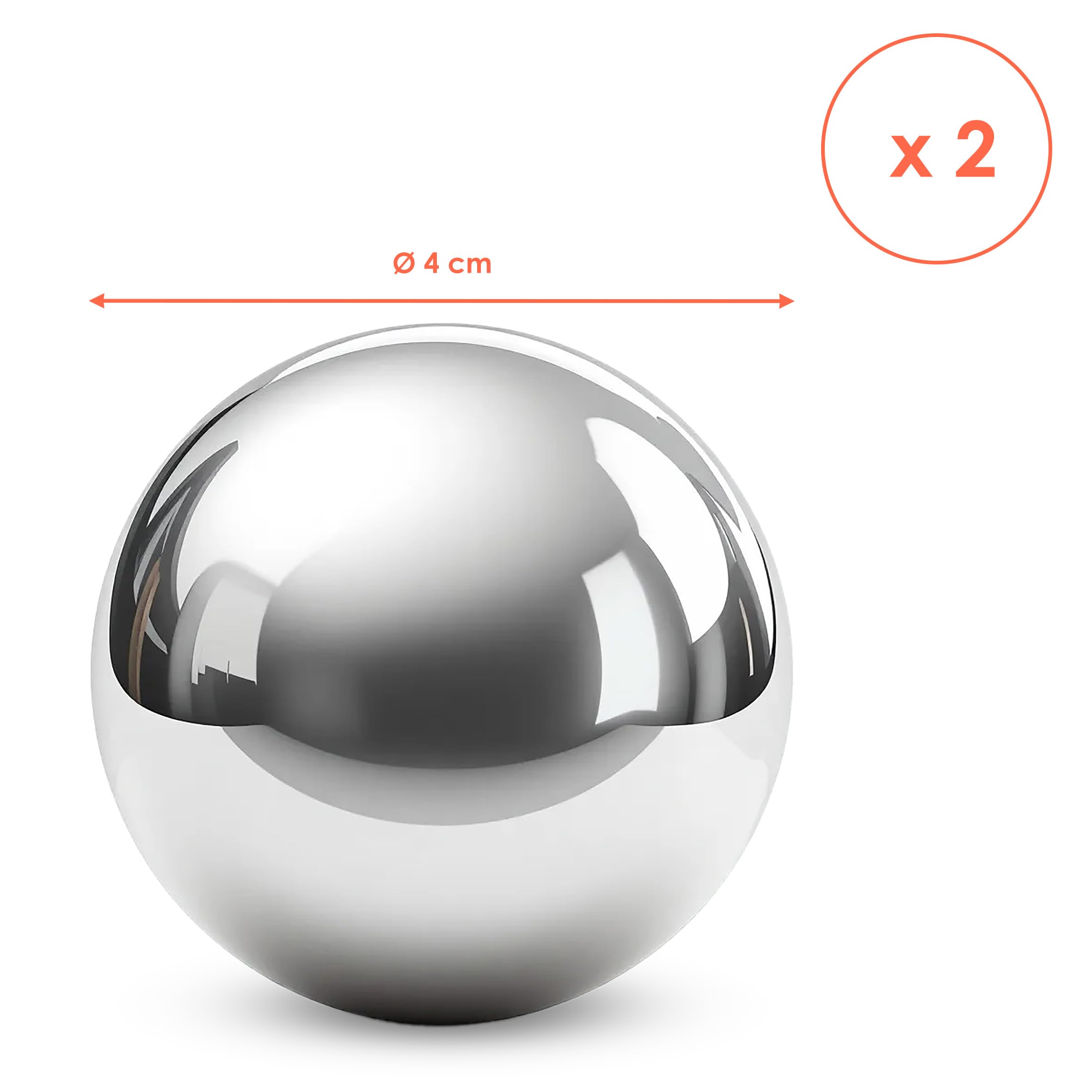Bola decorativa de acero inoxidable plateado brillante para fuentes ornamentales de 6/4/2 cm – Juego de 6 – Bola hueca de metal para fuentes decorativas – Bola de metal para jardín – Bola de metal