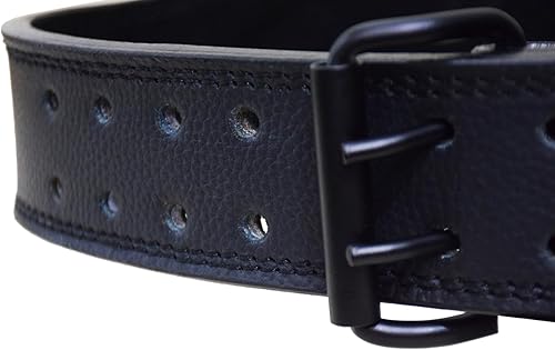 Miniatura 5 de Cinturón de elevación de cuero suave de vaca superior de alta calidad, grosor de 0.276 in, hebilla de acero inoxidable de dos puntas, hilo de