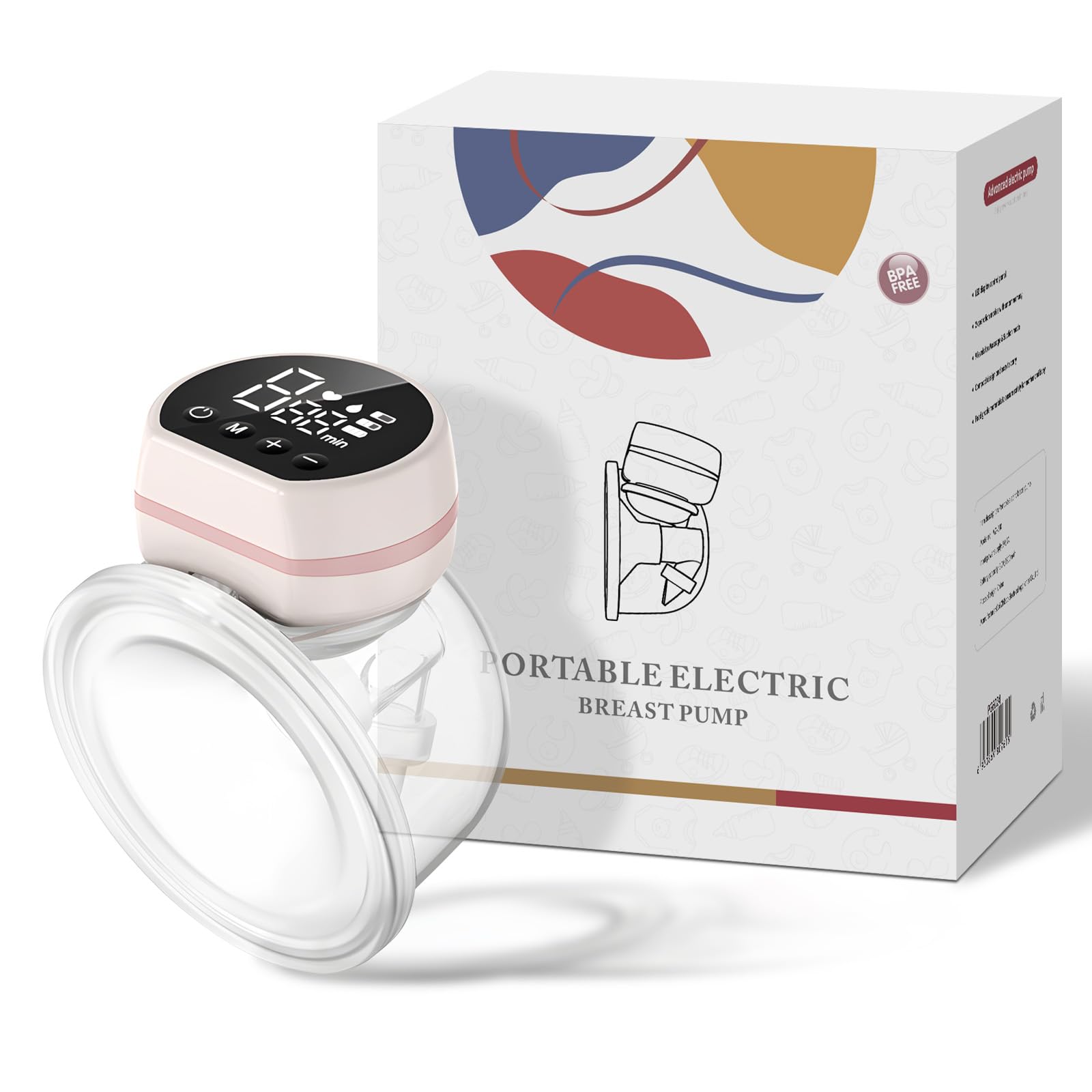 Tiralatte Elettrico a Mani Libere, Tiralatte Indossabile Portatile con 3 Modalità, 9 Livelli e Display LED Intelligente, BPA Free, Forte Potenza di Aspirazione, 1 Pezzo, Rosa