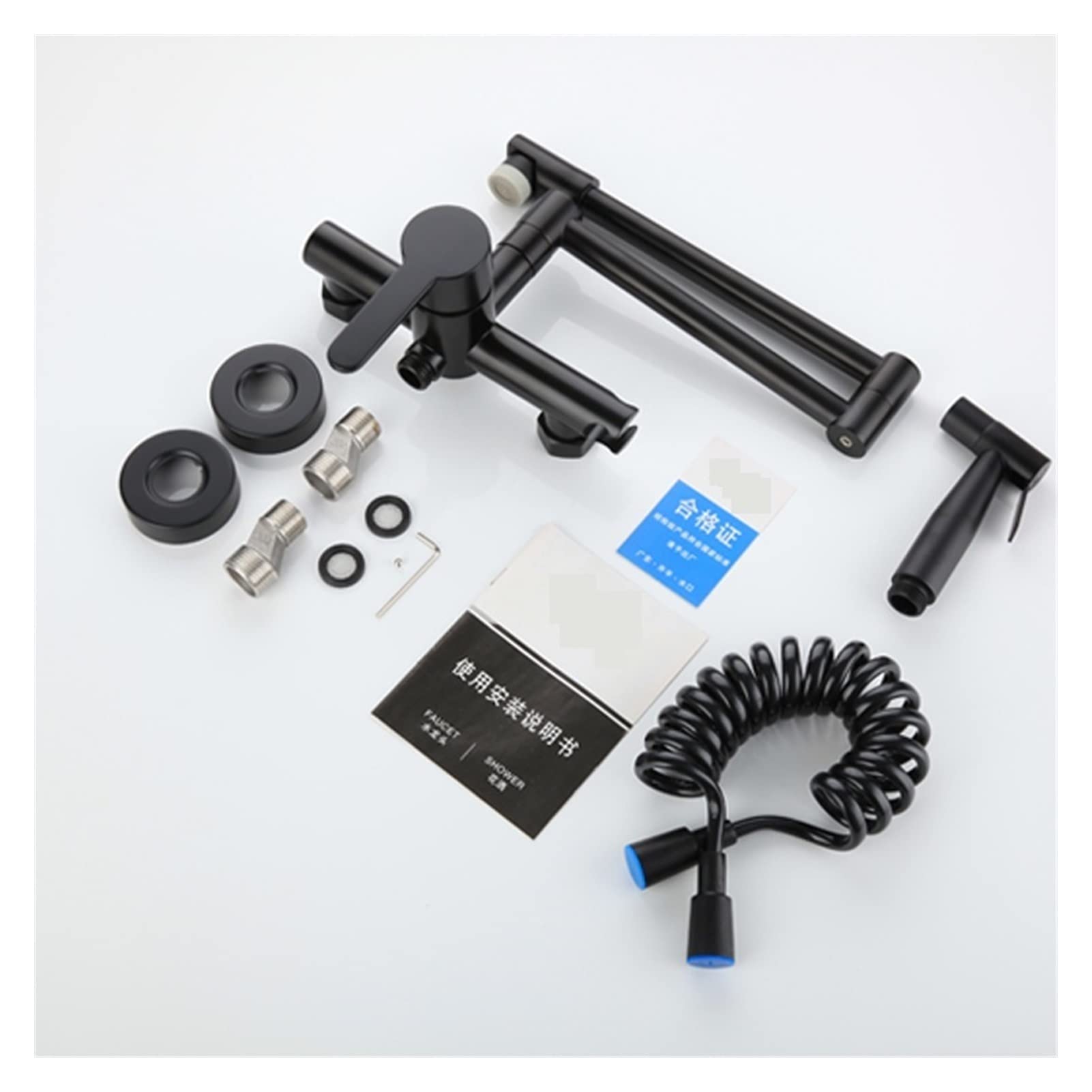 Pistolet pulvérisateur robinet cuisine laiton noir mat double joint