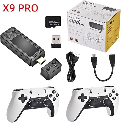Miniatura 7 de X9 Pro Retro Game Stick, 4K HD Arcade Game Console Built-in 64128256G with 37800+42000+60000+ Classic Games, 2.4G Rechargeable Controllers 40+