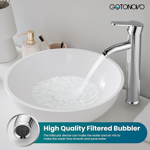 Miniatura 4 de Vessek - Grifo para lavabo de baño, cromado pulido, monomando, grifo para lavabo de diseño moderno, comercial