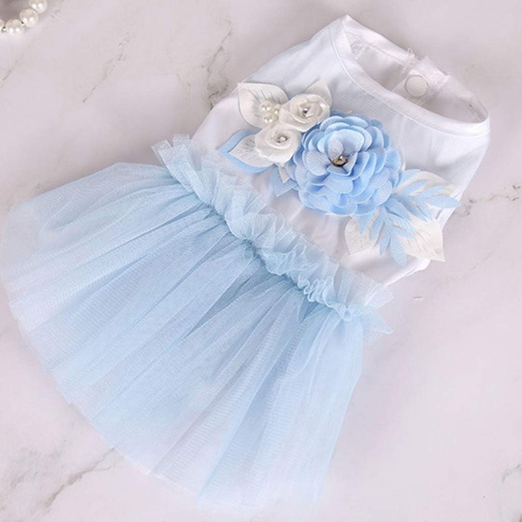 Cute Dog Cupcake Dress Princess Dress Tutu Flowers Pearls Comfortable Dog Dress Skirt Pink Lace Designs Puppy Dog Accessories (Color : Pink Size : Large) (Pink X)