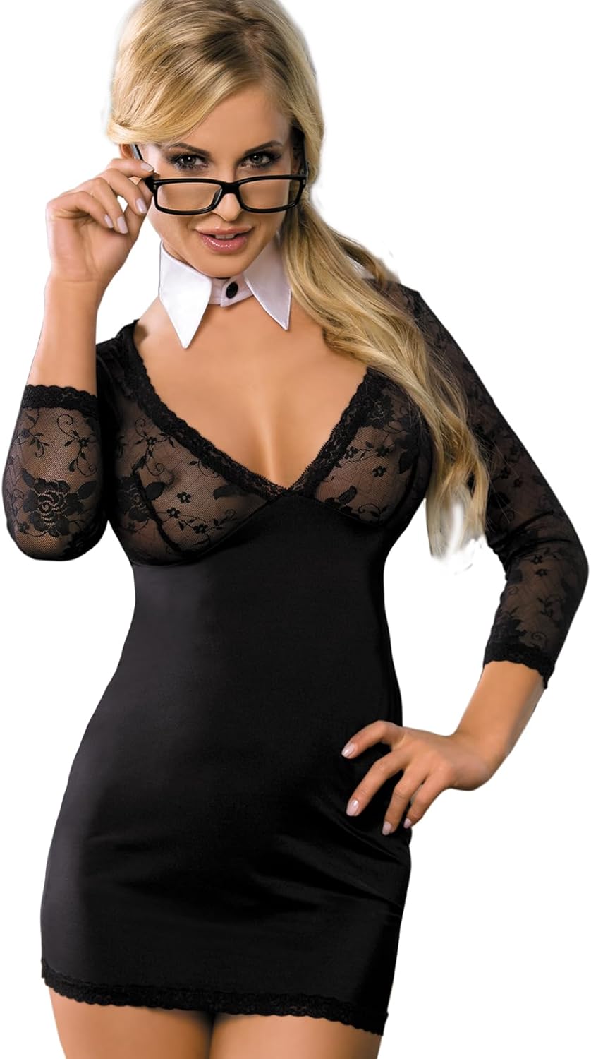 XSPICE Sexy Teacher Costumes for Women Cosplay Lingerie Outfits with Stocking 4PCS