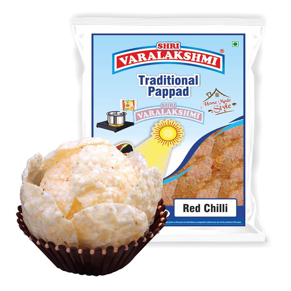 Varalakshmi Traditional Sago (Sabudana) Red Chilli Pappad (500G)