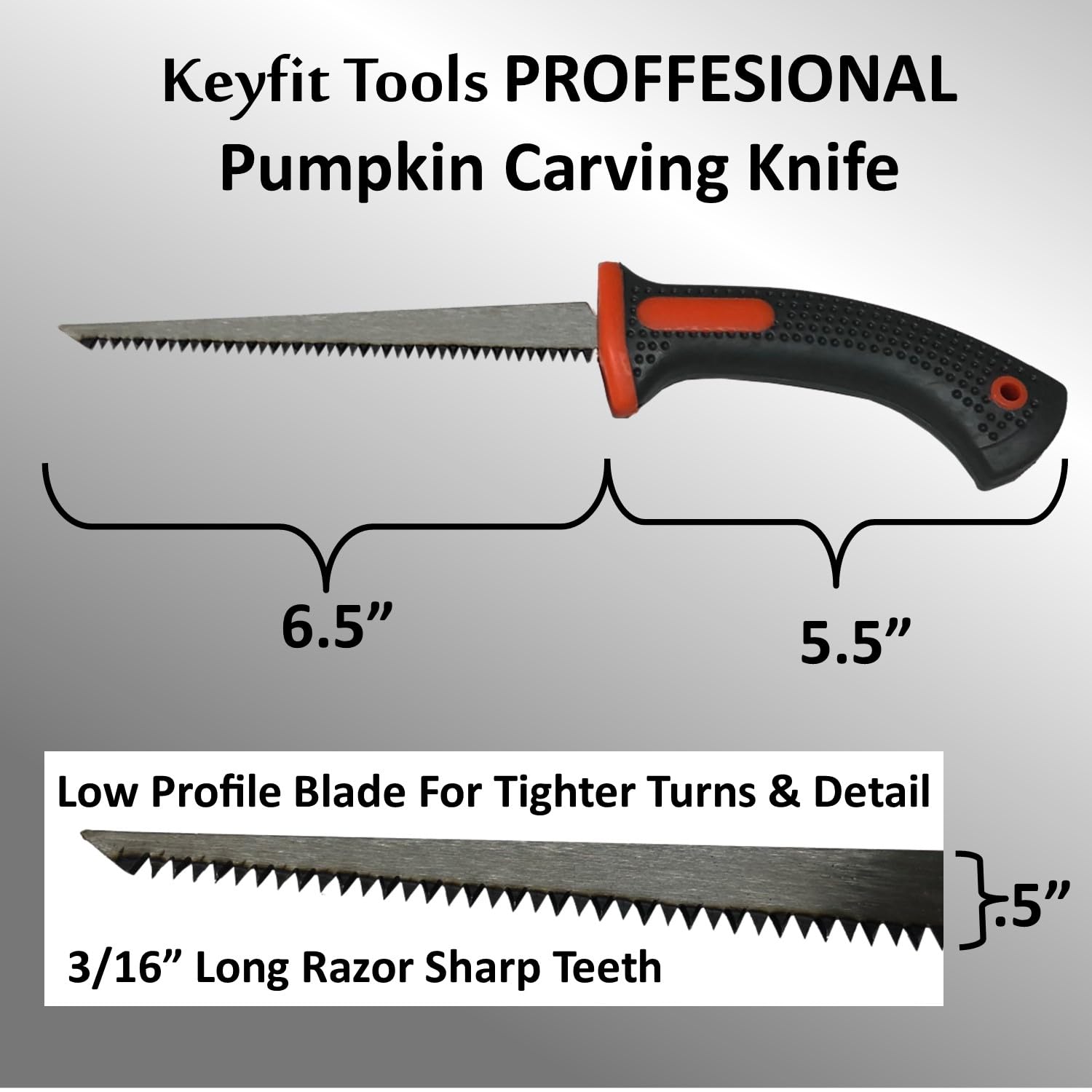 Keyfit Tools PROFESSIONAL Pumpkin Carving Knife Tool 416 Stainless Steel Double Sided Saw/Blade Adult Use Only Extra Sharp Heat Treated Blue Steel Blade Halloween Jack O' Lantern Carver Saw Kit — Amazon image 2