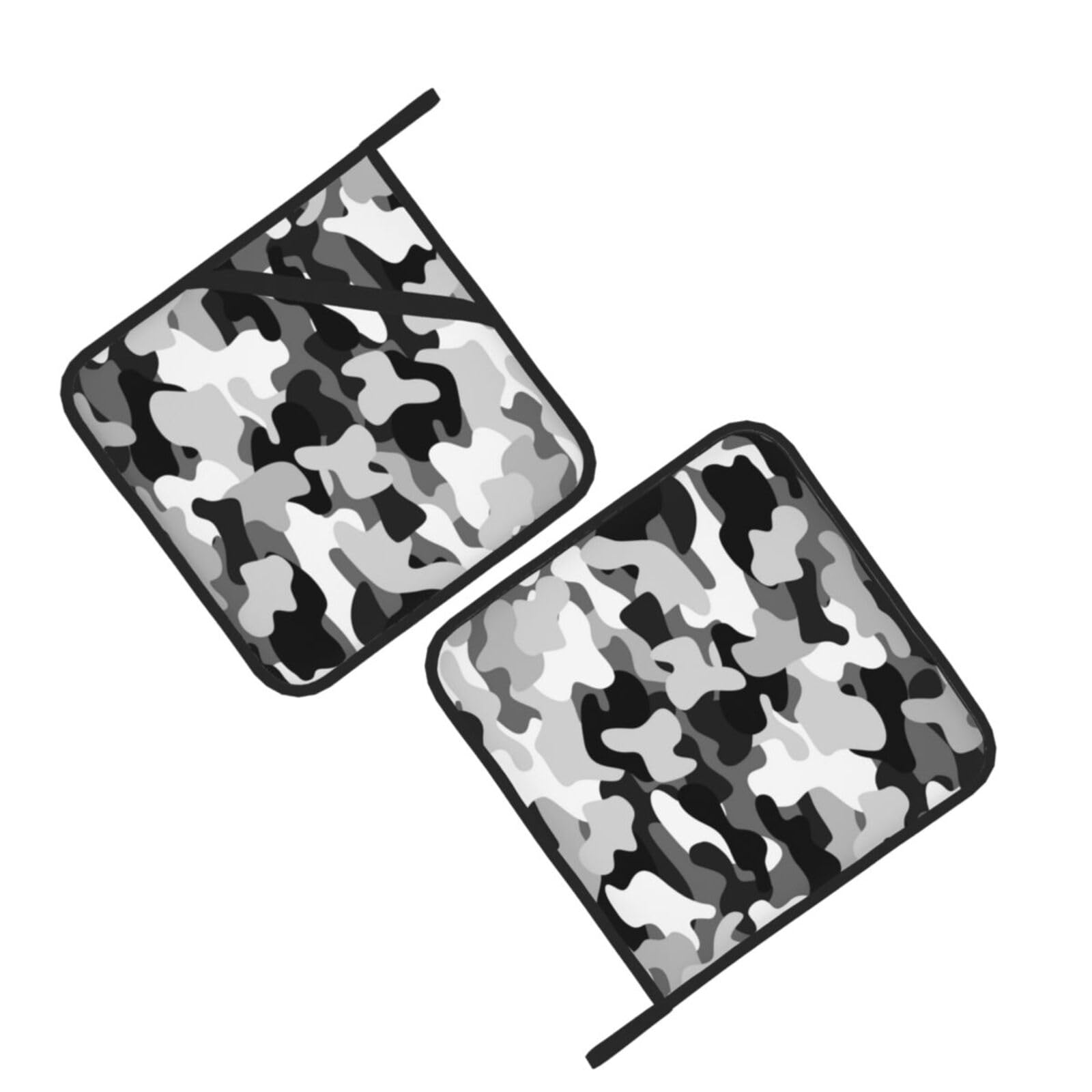 Black Grey and White Camouflage Printed Oven Pot Holders Set of 2 Pcs Heat Resistant Kitchen Microwave Potholders for Cooking Baking Grilling