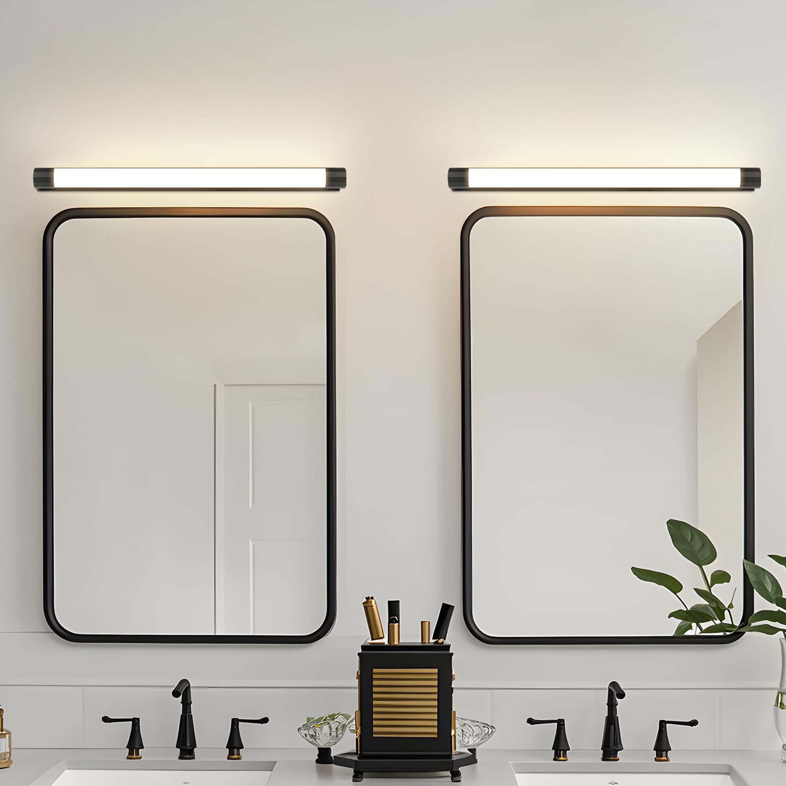 LED Spiegelleuchte Bad Schwarz Spiegellampe 2ER 50CM Badlampe | Wand 10W Wandlampe Badezimmer 4000K Wandleuchte IP44 Spiegelschrank Beleuchtung für Badschrank Spiegelschrank