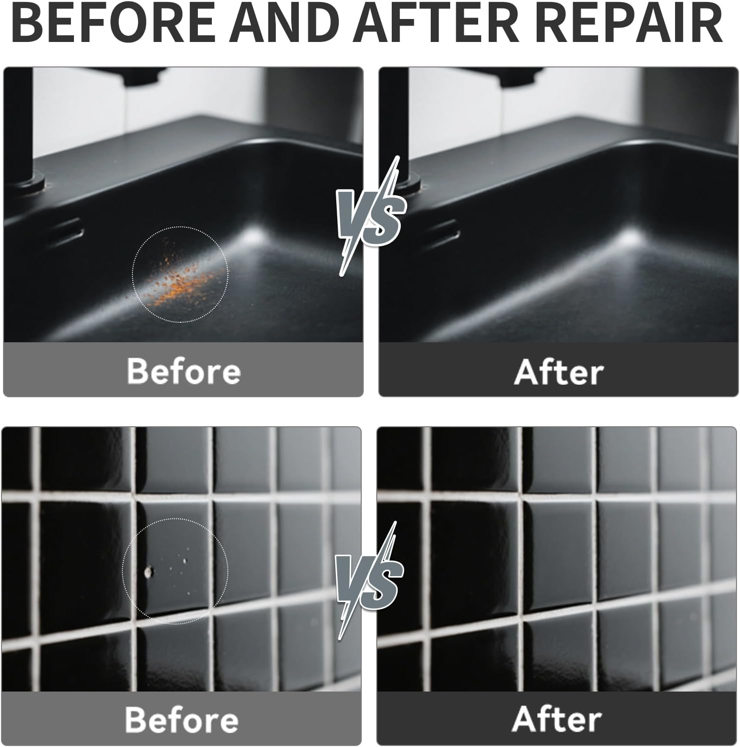 YOA Bathtub Tile Touch Up Paint, Black, 1.5 oz * 1 bottle, suitable for repairing ceramic, porcelain, and fiberglass bathtubs, tiles, and bathroom walls.