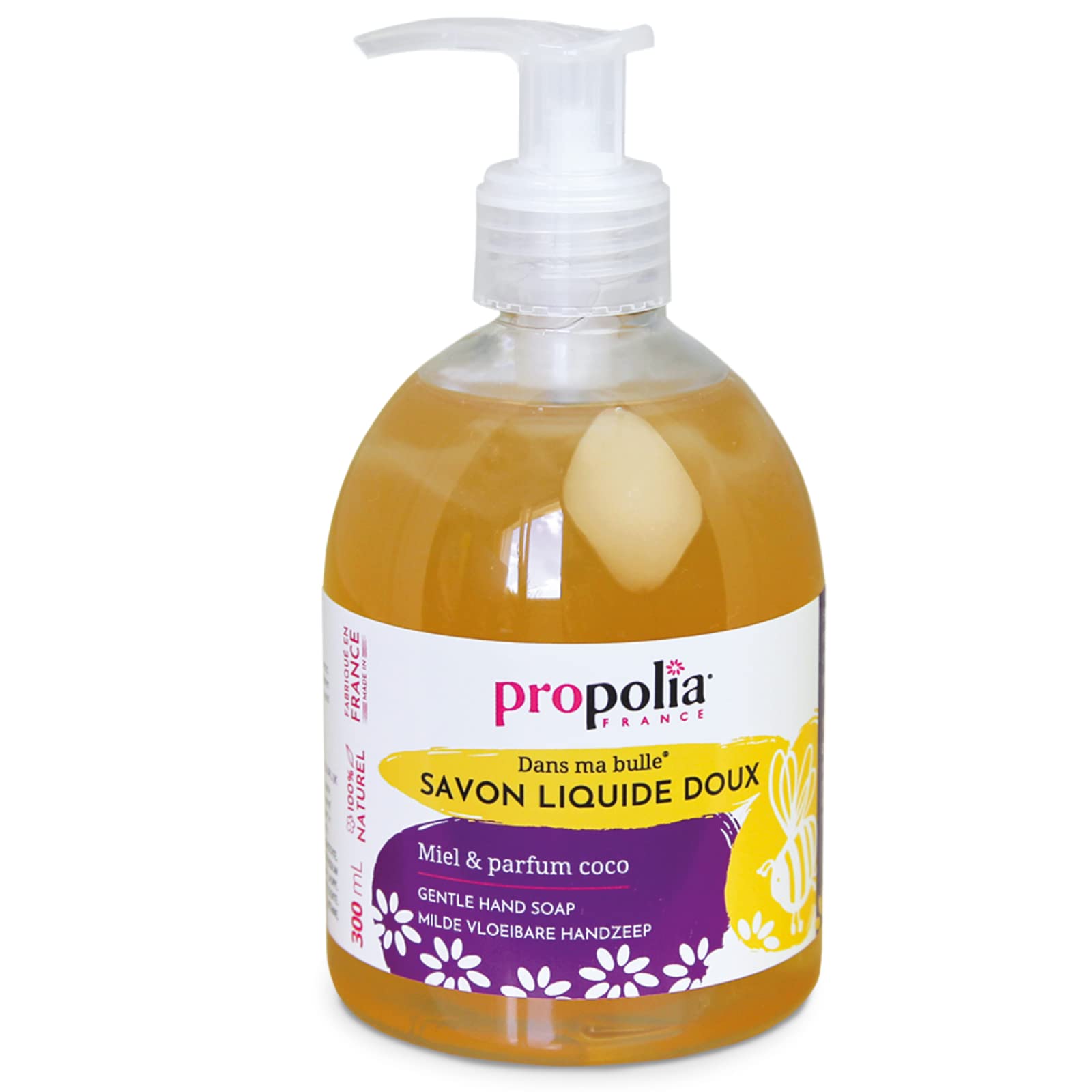 Propolia - Savon liquide Mains Doux - Miel & Coco - Usage quotidien - 300ml