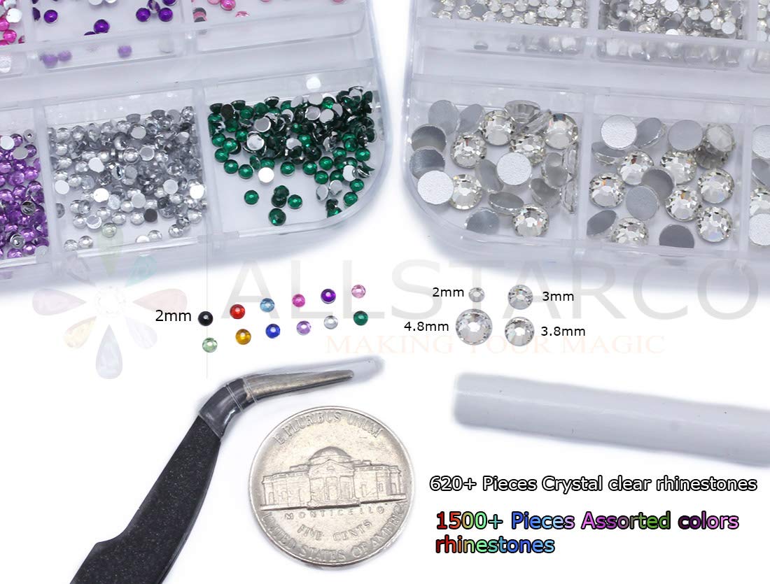 Ponad 3000 sztuk płaskich kamieni szlachetnych do zdobienia paznokci, różne kształty, cyrkonie, 6 rozmiarów (1,5-6 mm) + pęseta do podbierania, ołówki do rękodzieła, biżuterii do twarzy, zdobień DIY