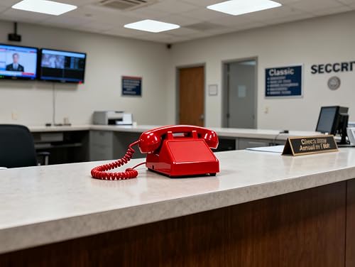 Miniatura 5 de iSoHo Phones, 3-PAK - Teléfonos fijos retro rojos, respuesta solo teléfono de escritorio analógico clásico 2500 amplificado, con botón grande VOIP