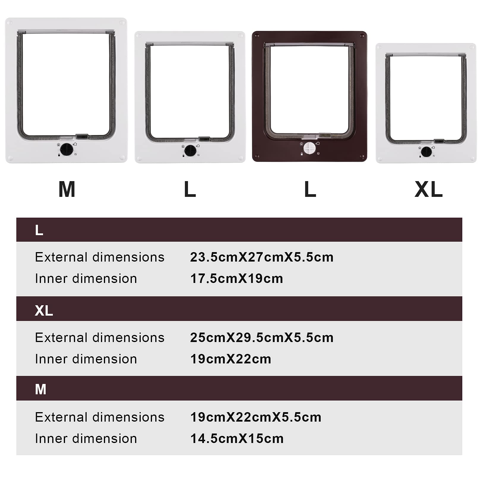 Catera para Gato con magnético de 4 vías, Puerta para Mascotas para Gato y Perros pequeños, Puerta para Gato con túnel M-19 x 22 x 5,5 cm, Color Blanco