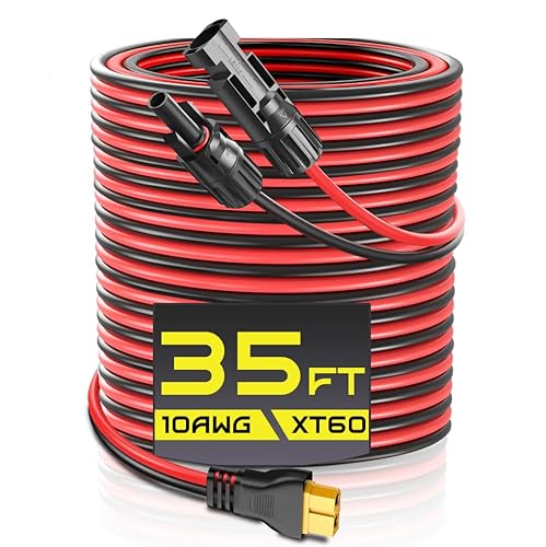 Gibbab ソーラーコネクター - XT60充電延長ケーブル、10AWG 35フィート XT60アダプターケーブル ソーラーパネル充電ワイヤ LiFePO4バッテリー RV ポータブル発電所 エコフローソーラー発電機用（Amazon）