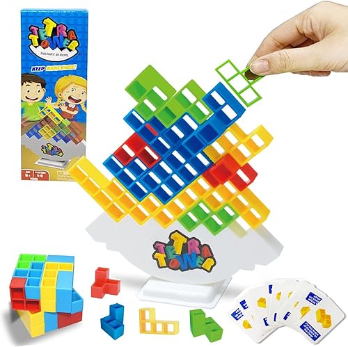 Juego de 48 piezas de torre Tetra, juego de bloques de construcción de equilibrio Tetra Tower, juego de torre Tetra para niños y adultos, familia, disponible en Yaxa Venezuela