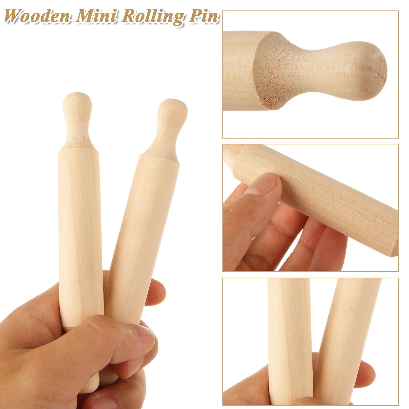 WOPPLXY 50 mini rodillos de madera de 5.5 pulgadas, mini rodillos de amasar a granel, mini rodillo de madera para el hogar, cocina, fondant, pastelería, pizza, hornear y manualidades