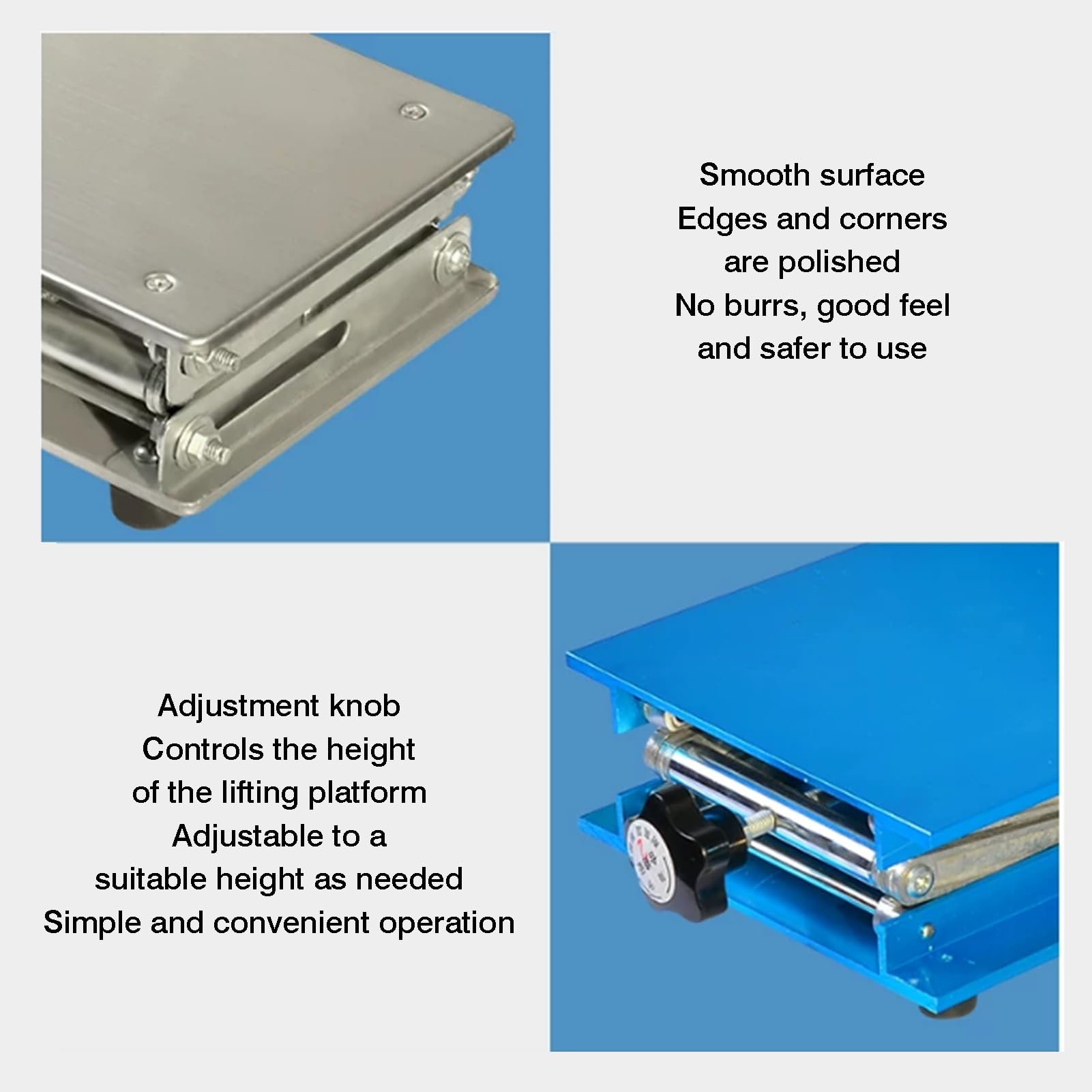 Mesa Elevadora Manual De Laboratorio, Soporte Plataforma Gato Acero | Con tapete antideslizante y mango giratorio, rango de altura ajustable 44-460 mm, capacidad de carga 5-25 kg(150x150mm)