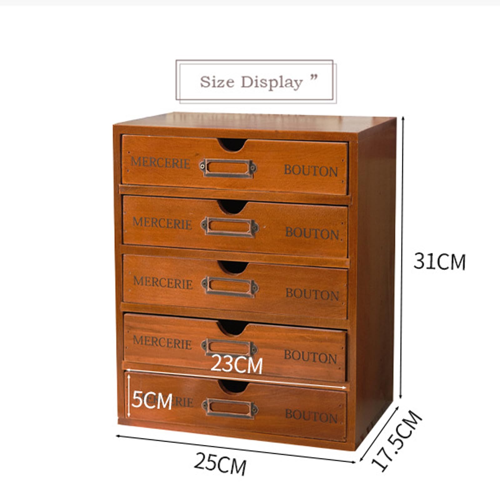 Schreibtisch-Organizer Aus Holz Mit Schubladen – 5-teiliger Apothekerschrank Für Büro Und Zuhause, Organizer Für Make-up Und Ablage Mit Etikettenboxen Brown