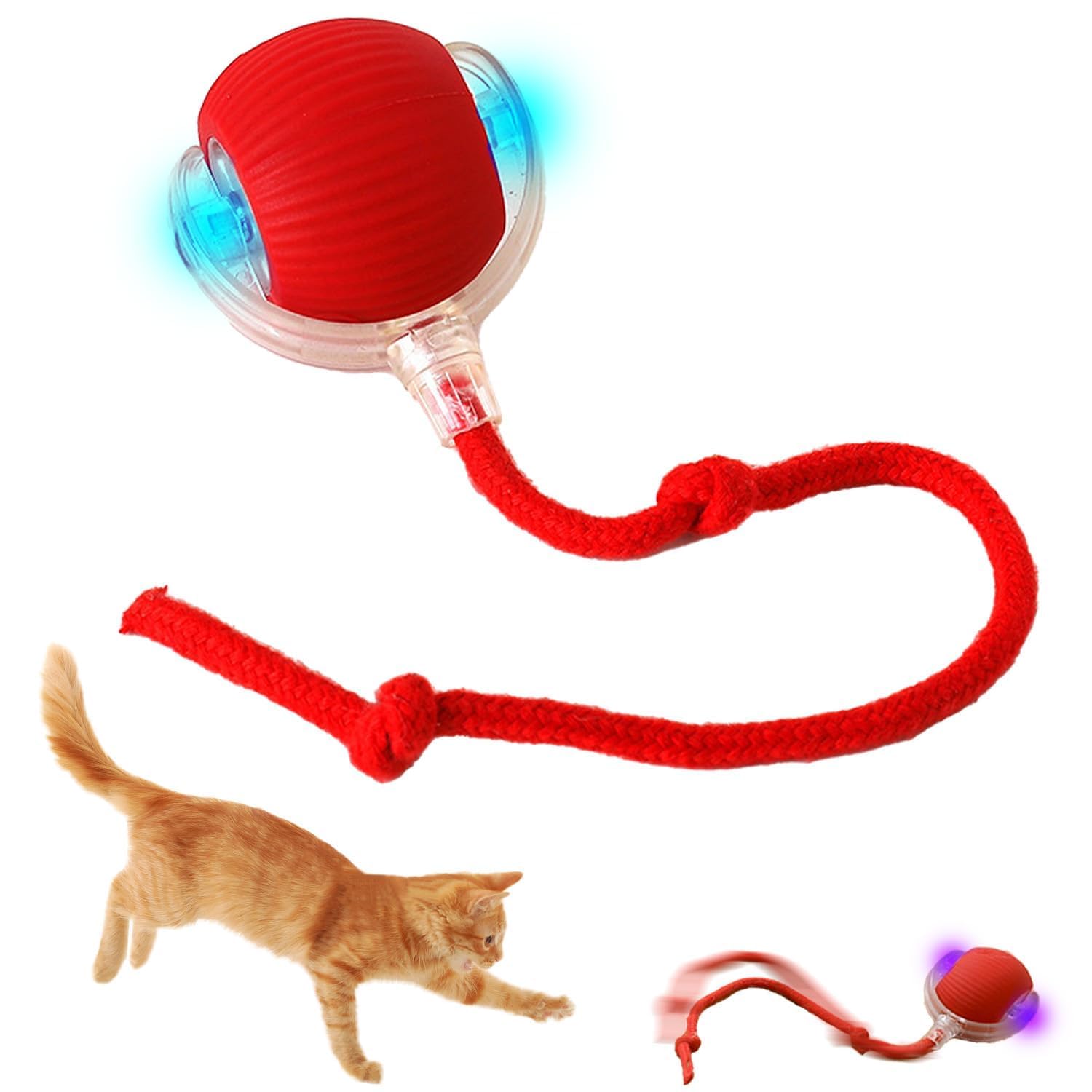 Balle de jouets pour chat – Balle LED roulante intelligente, automatique et rechargeable par USB, activation de mouvement pour chaton, chiot, chat – Exercice pour animaux domestiques