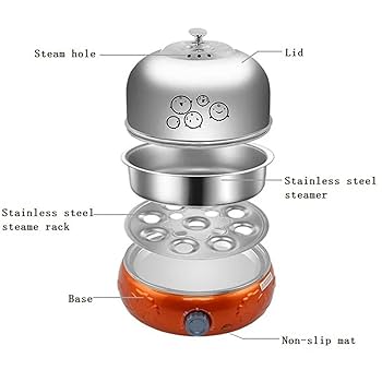 OUSIKA Home Egg Boilers Double Stainless Steel Electric Egg Cooker Kitchen Cooking Appliances Steamer 30 Mins Knob Timing Steam - Your Dream Kitchen