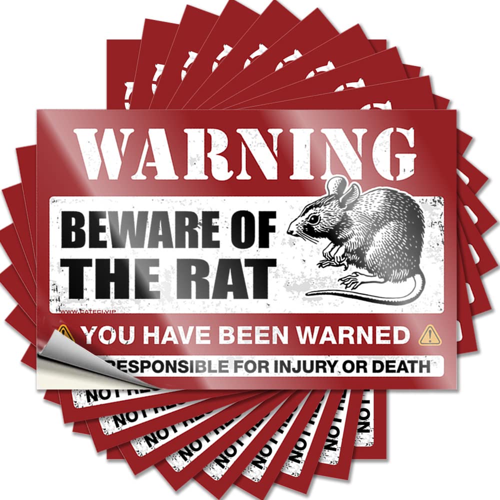 Dorm Room Accessories Bumper Decal | Beware of Rat Sweet Durable Vinyl Sticker Easy Apply for Outside(6X9CM)