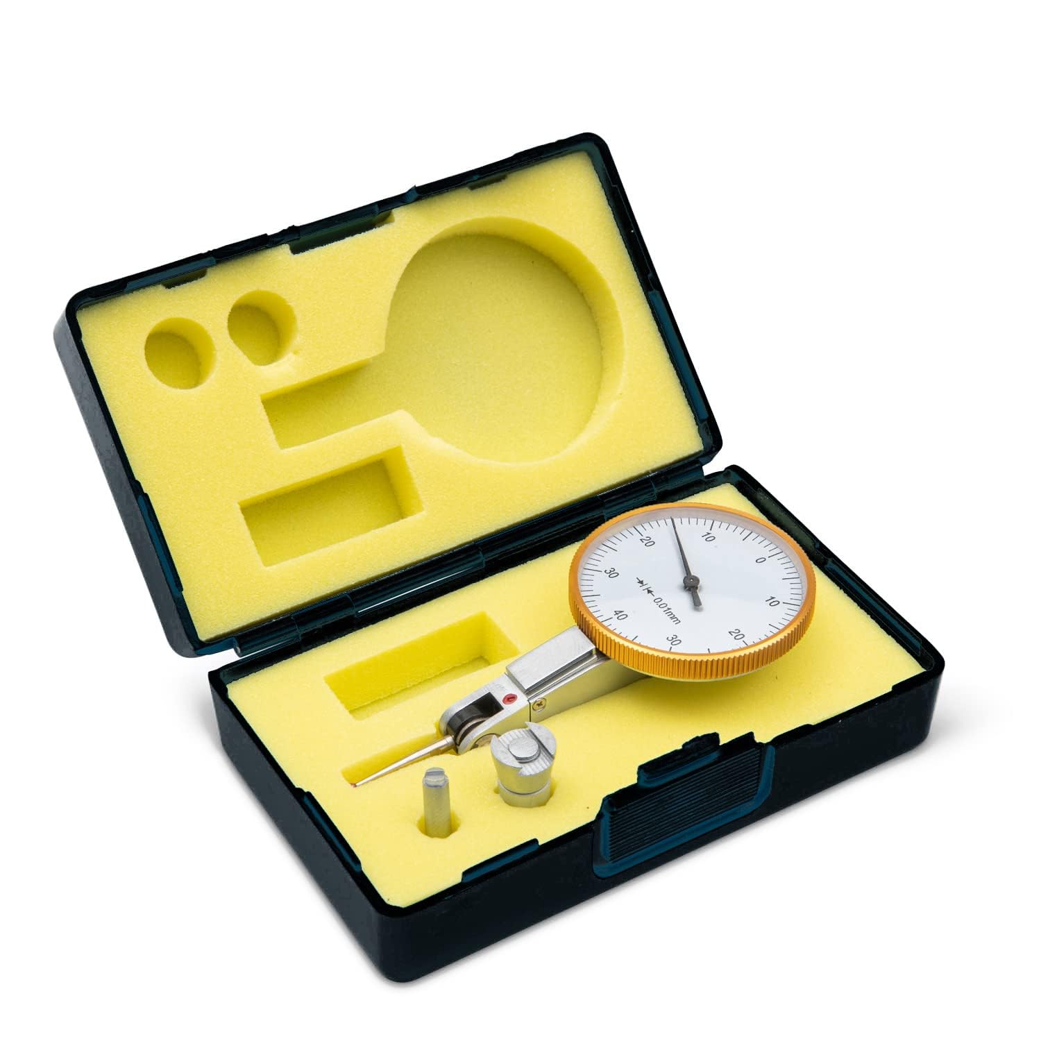 RELOJ PALPADOR ORIENTABLE, Herramiento de medida 0-0,8 mm, Herramiento de trabajo con lectura 0,01mm, Esfera 40 mm, Contacto bola en rubi 16 mm, Longitud 16 mm