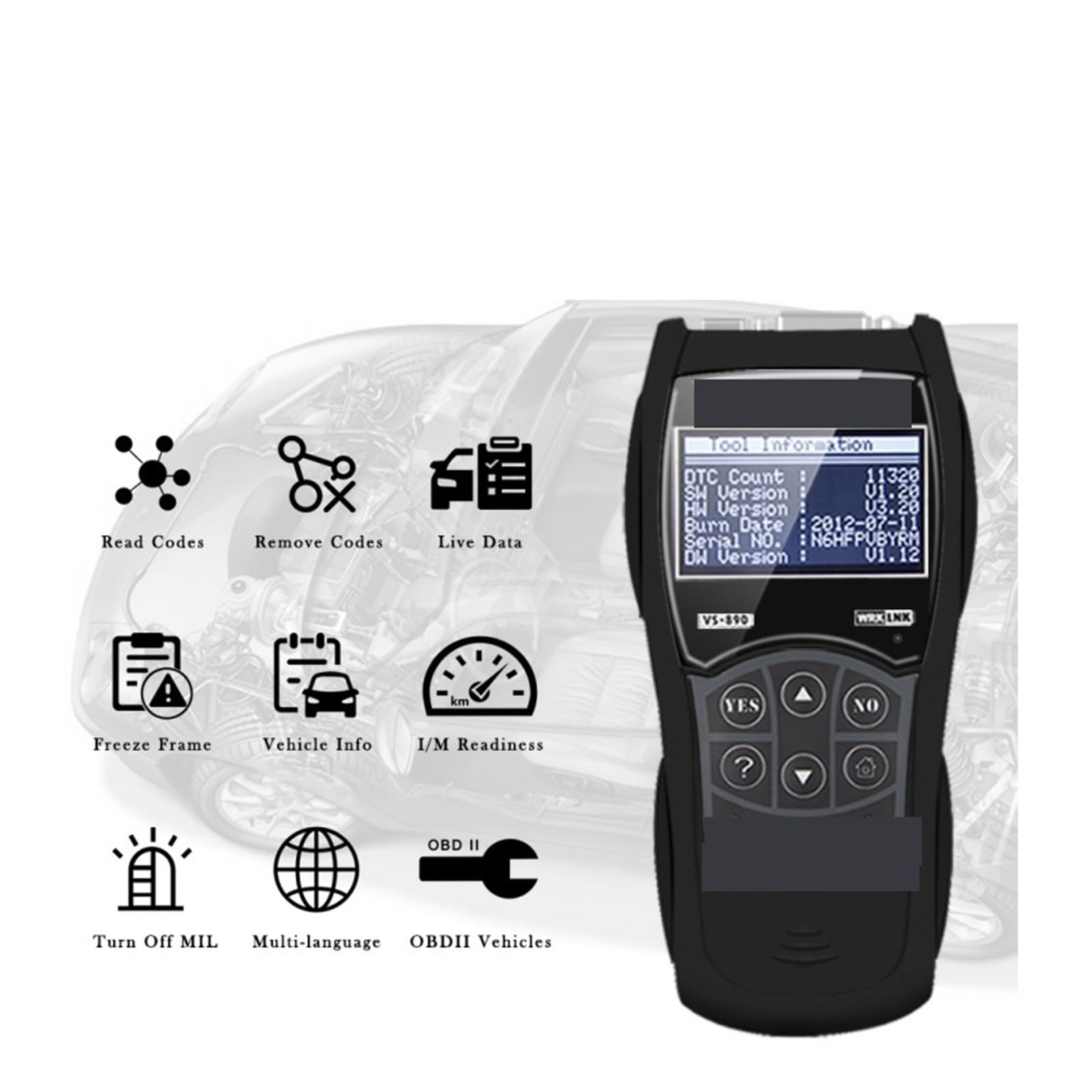 Skaner Diagnostyczny VS 890 OBD2 Narzędzie VS890 SCAN VS 890 Wielojęzyczny Czytnik Kodów Samochodowych OBD 2