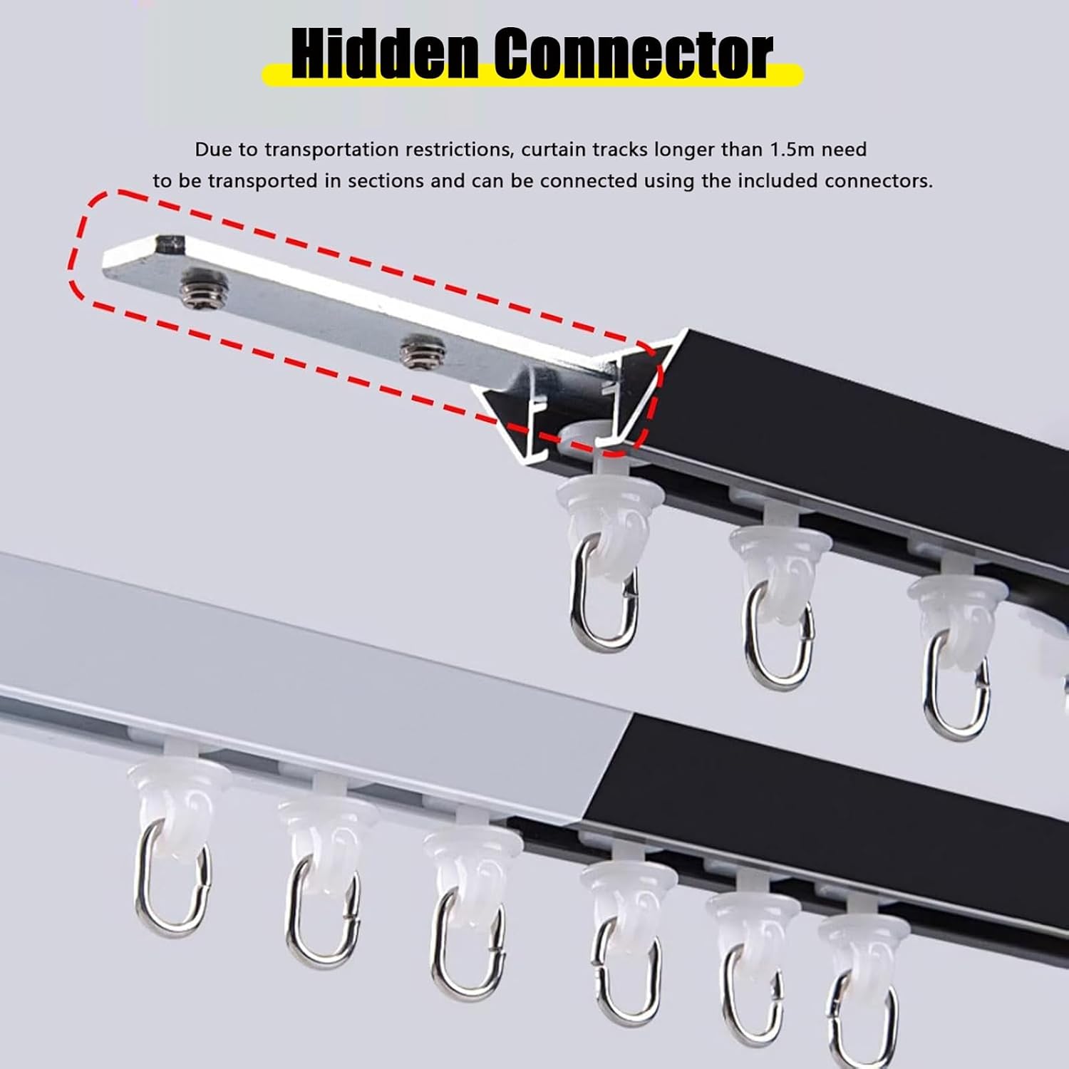 Ceiling Curtain Track with Roller, Aluminum Curtain Rail Set for Room Divider Privacy, Single Curtain Rods for Apartments, Hospital, RV