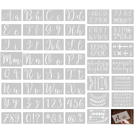 Buchstaben Schablone, 45 Stück Wiederverwendbare Graffiti Schabloneund