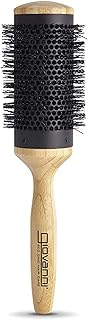 GIOVANNI Escova de cabelo térmica redonda de 7,6 cm, barril revestido de cerâmica com cabo de bambu verdadeiro, ventilação espaçosa, perfeita para escovar penteados e secagem por secador de cabelos médios a longos, ótimo para cabelos finos ou grossos, bege