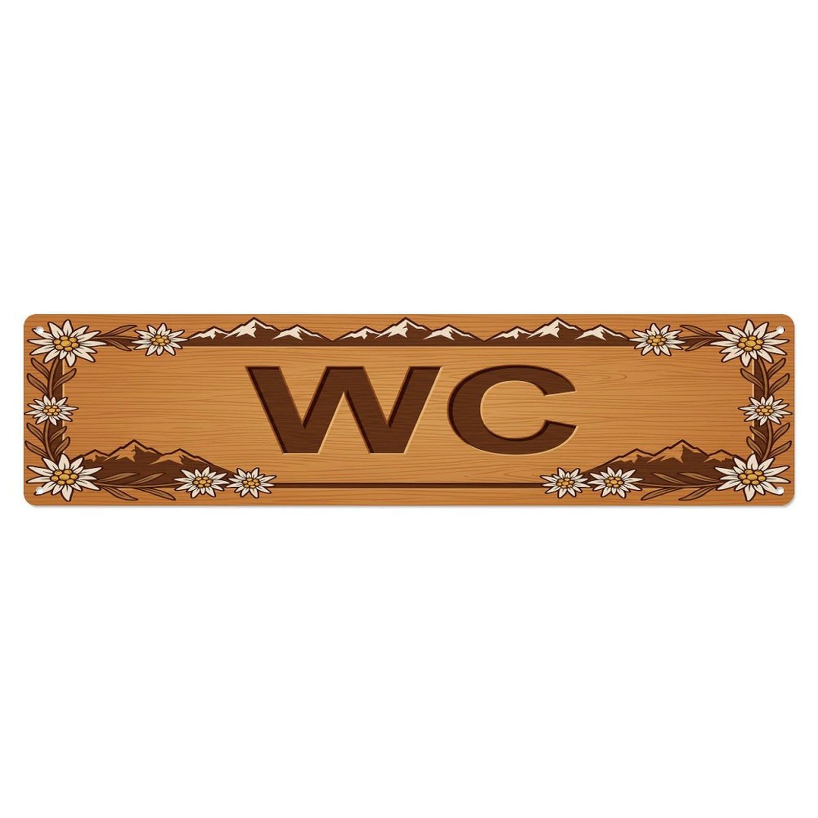 Alpine Cozy Chalet Washroom Toilet(WC) Door Metal Tin Sign Plaque Wall Decor for Cafe, Club Bar, Office, Home Garden Metal Poster 4x16Inch