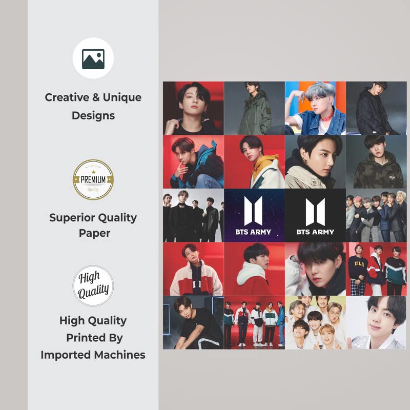 Image of Clickedin -KPop BTS Photocard, 20 Pieces Korean Pop Lomo Photocard Set, HD Quality BTS All Member Photos and Logo