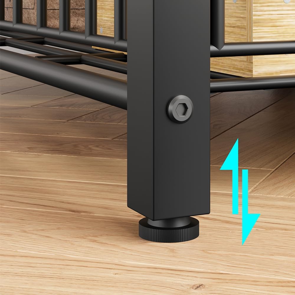 Garvee Estante industrial de cocina de 5 niveles con soporte para microondas – Estante negro con 2 cestas grandes y 8 ganchos para organizar especias y ollas