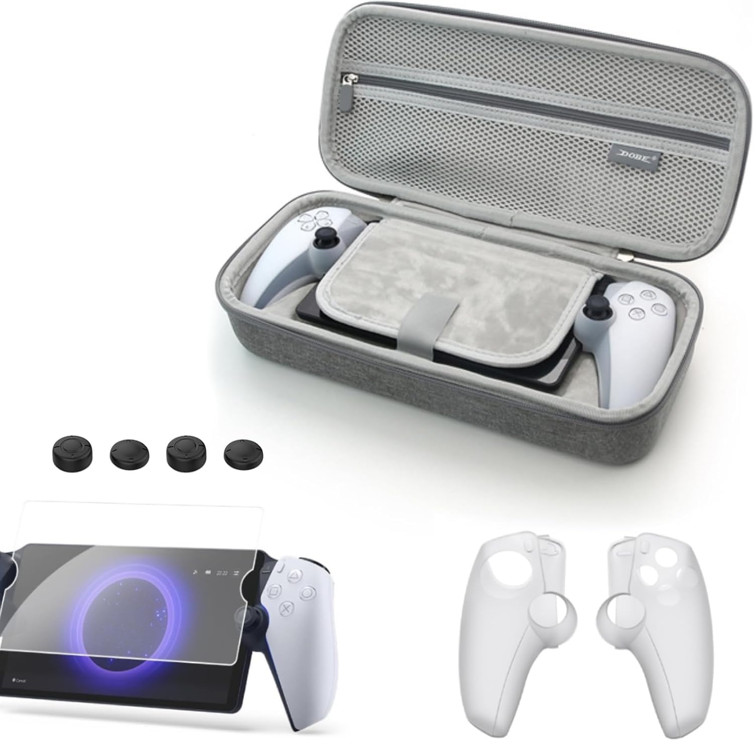 PSS Travel Bag for Play/Station Portal Console ,Carrying Case Storage Bag Compatible for PS Portal Player with Tempered Glass Screen Protector Cover Case Grips PS Portal Accessories (Grey)-picture-10