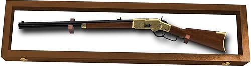 Estuche de exhibición de armas, vitrina de rifles, vitrina de pistola para rifles y escopetas, soporte de pared de espada, marco de nogal con puerta