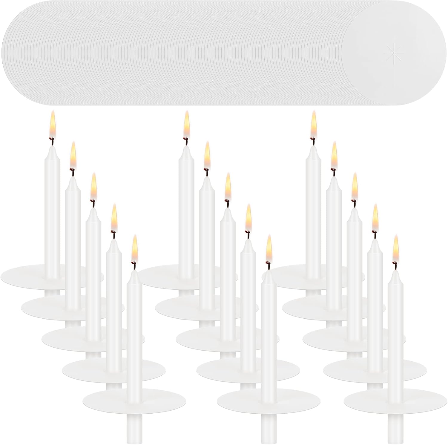 MTLEE 150 Set Church Candles with Drip Protectors Shabbat