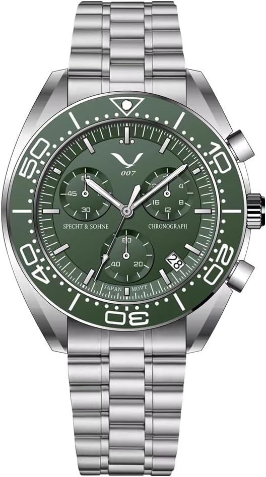 Specht&Sohne Men's Watches Japan Chronograph Quartz VK68 Movt Stainless Steel Watch Sapphire Crystal Luminous Waterproof Sports Watch