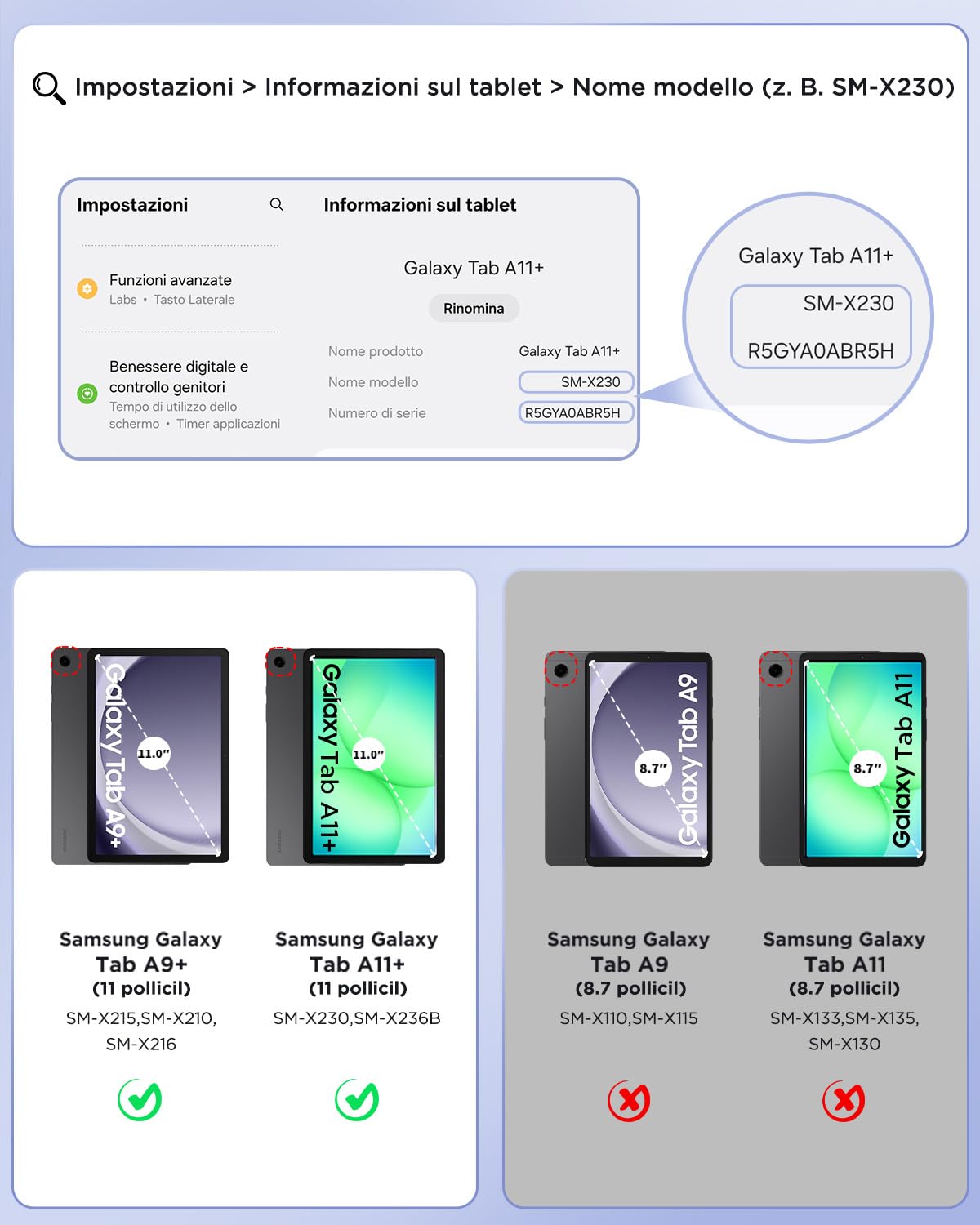 EasyAcc Cover con Tastiera Compatibile con Samsung Galaxy Tab A11 Plus/A9 Plus 11 pollici con Pellicola Protettiva, [Italiano], Custodia Protettiva per Tastiera Rimovibile con Portapenne, Nero
