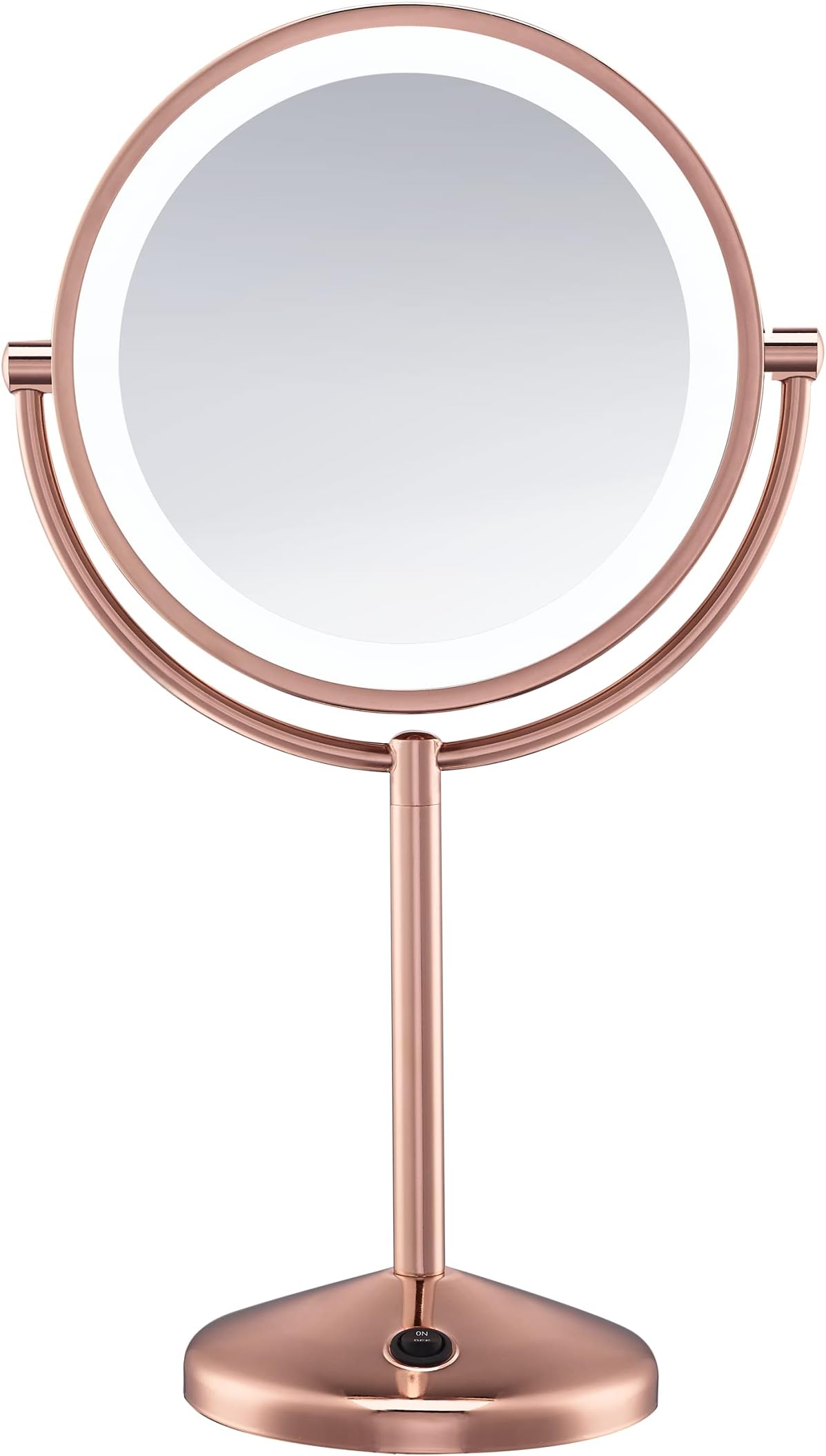 Conair Reflections Double-Sided LED Lighted Vanity Makeup Mirror, 1x/10x magnification, Rose Gold finish