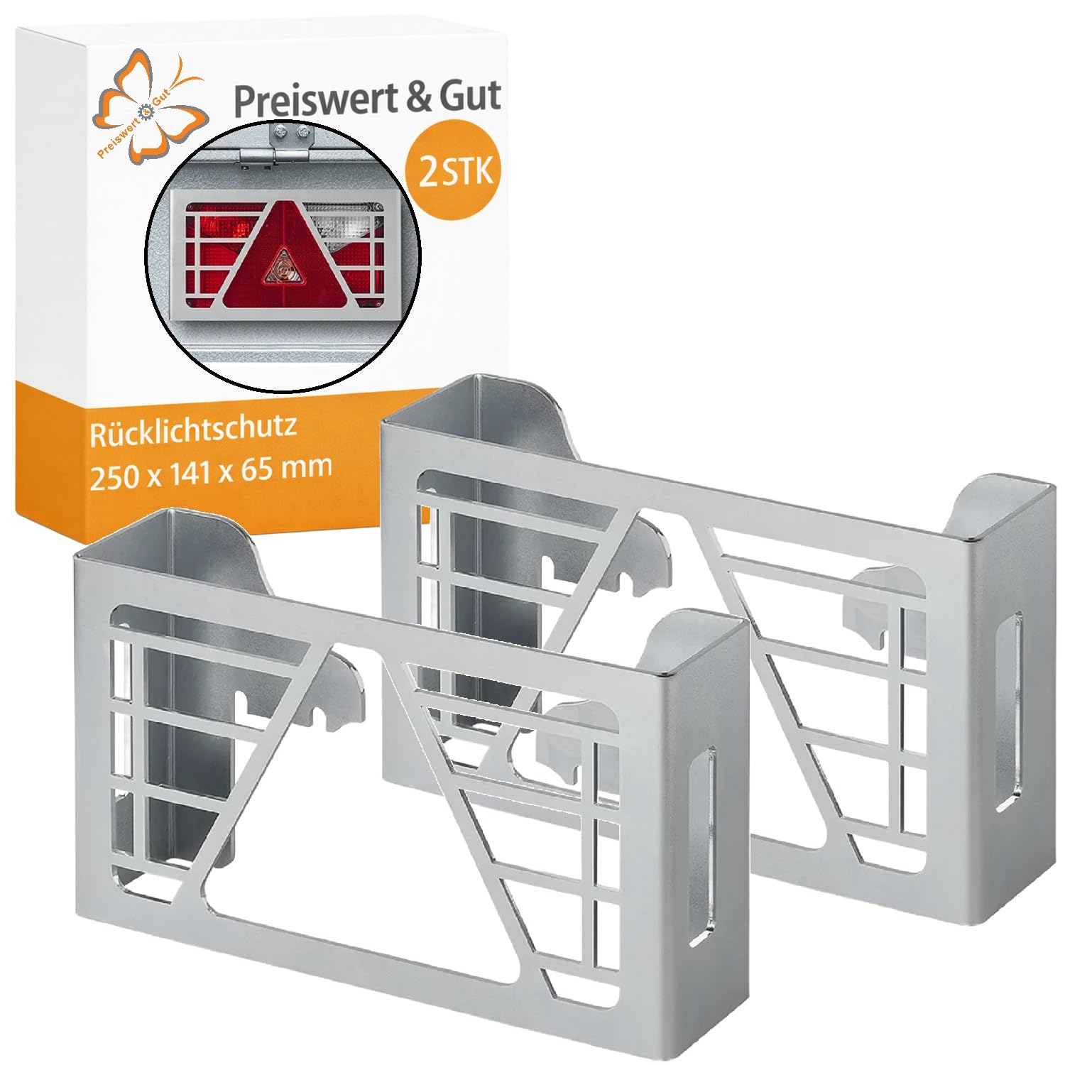 2 STK Lampenschutzgitter Rücklicht Anhänger verzinkt Stecksystem 250x141x65