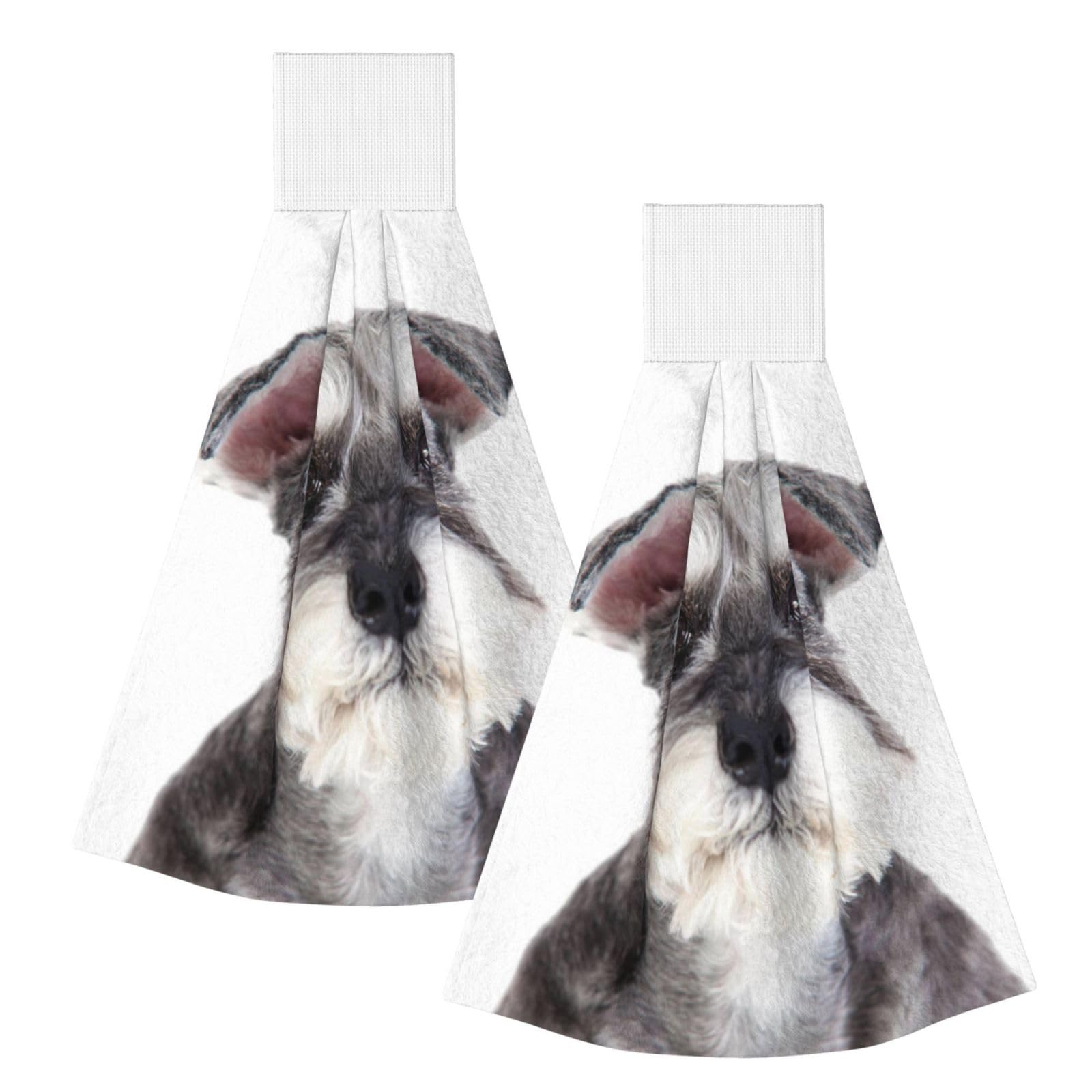 DOPKLNA Schnauzer Dog Pet, 2 Pcs Hanging Coral Fiber Hand Towels for Bathroom, Absorbent Kitchen Towels