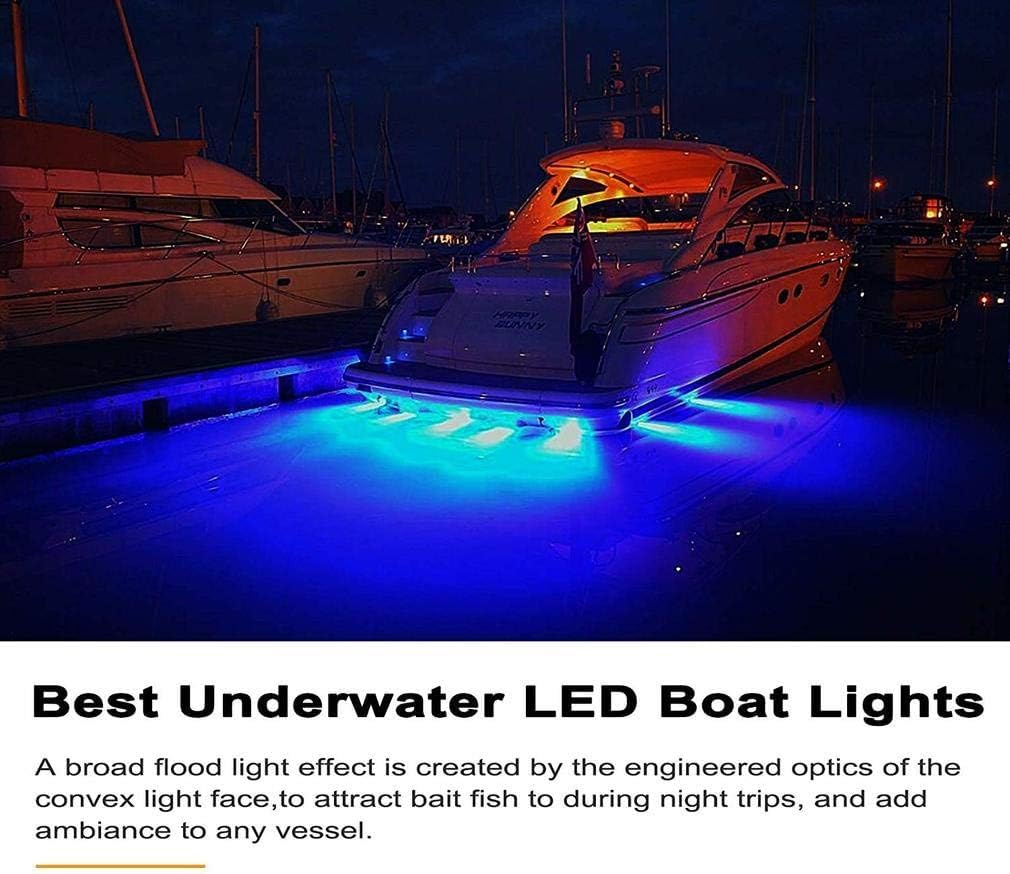 LABLT Blue 27 50W Underwater Boat Marine Transom Lights 316 Stainless Steel Pontoon Transom Lights Boat Deck Light Stern Lights Fishing Night Light