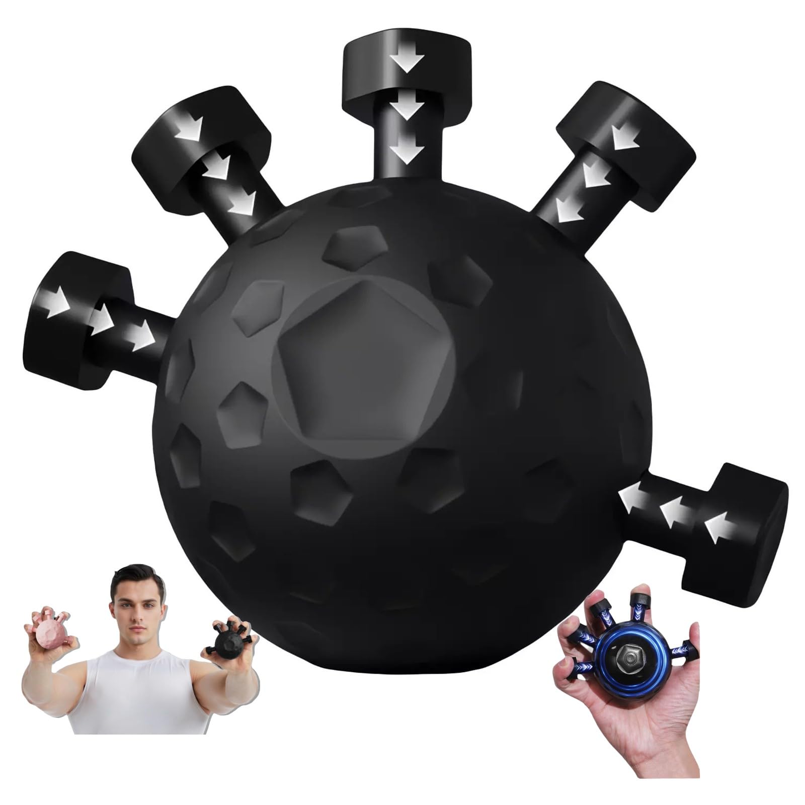 Glitzgrip Arm Builder 2025 New Hand Forearm Ball Strengthener and Finger Grip Exerciser Balls Wrist Strengthening Guitar Finger Gripper Strength Trainer Hand Squeezer Stretcher Extender Workout (Black โ image 1