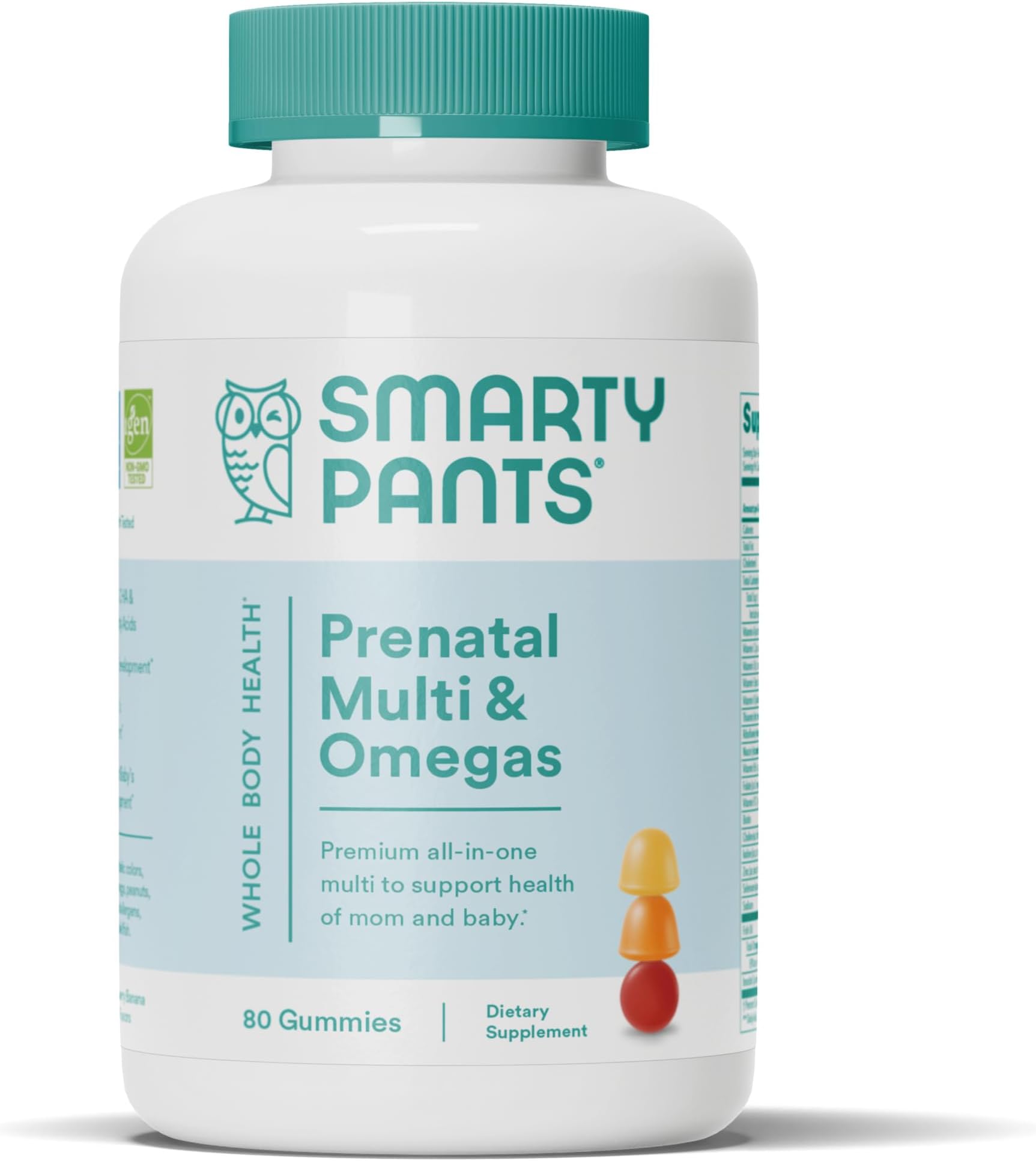 SmartyPants Prenatal Formula Daily Gummy Vitamins: Gluten Free, Multivitamin, Folate (Methylfolate), Omega 3 (Dha/Epa), Fish Oil, Methyl B12, Vitamin D3, 80 Count (20 Day Supply) - Packaging May Vary